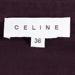 Pre Owned Celine Burgundy Short Sleeve Top S