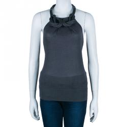 Pre Owned Celine Grey Necklace Knit Top M