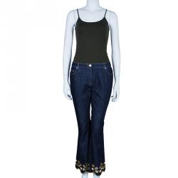 Celine Embroidered Floral Flare Jeans L