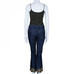 Celine Embroidered Floral Flare Jeans L