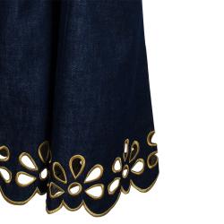 Celine Embroidered Floral Flare Jeans L