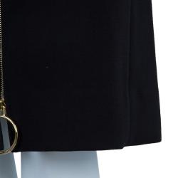 Celine Black Zip Detail A-Line Wool Skirt M