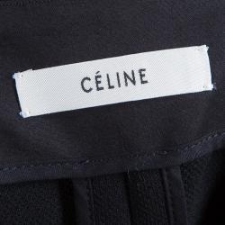 Celine Black Zip Detail A-Line Wool Skirt M