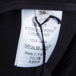 Celine Black Zip Detail A-Line Wool Skirt M