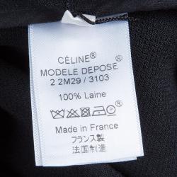 Celine Black Zip Detail A-Line Wool Skirt M