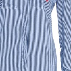 Pre Owned Celine Blue Striped Cotton Maxi Shirt Dress S