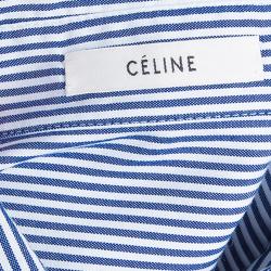 Pre Owned Celine Blue Striped Cotton Maxi Shirt Dress S