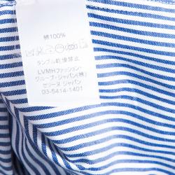 Pre Owned Celine Blue Striped Cotton Maxi Shirt Dress S