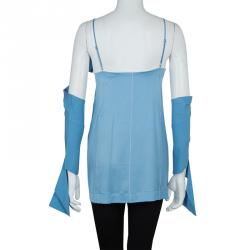 Pre Owned Celine Blue Cut-Out Long Sleeve Silk Top S