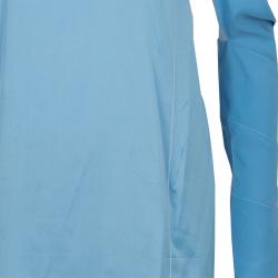 Pre Owned Celine Blue Cut-Out Long Sleeve Silk Top S
