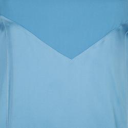 Pre Owned Celine Blue Cut-Out Long Sleeve Silk Top S