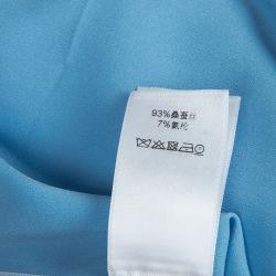 Pre Owned Celine Blue Cut-Out Long Sleeve Silk Top S