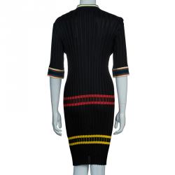 Pre Owned Celine Black Ribbed Midi Dress L