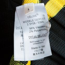 Pre Owned Celine Black Ribbed Midi Dress L