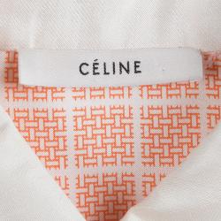 Pre Owned Celine Beige Printed Silk Long Sleeve Button Front Shirt S