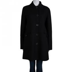 Pre Owned Celine Black Wool Overcoat M