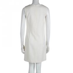 Celine Cream Wool Twist Front Detail Sleeveless Dress M