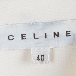 Celine Cream Wool Twist Front Detail Sleeveless Dress M