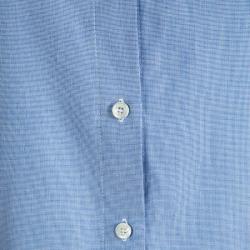 Pre Owned Celine Blue Pinchecked Contrast Trim Button Front Cotton Shirt L