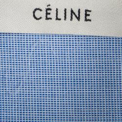 Pre Owned Celine Blue Pinchecked Contrast Trim Button Front Cotton Shirt L