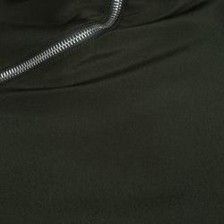 Pre Owned Celine Bottle Green Silk Zip Detail High Neck Long Sleeve Blouse S