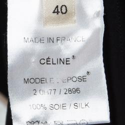Pre Owned Celine Black Silk Draped Neck Detail Sleeveless Top M