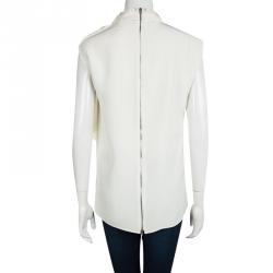 Celine Cream Silk Drape Detail Sleeveless Top M