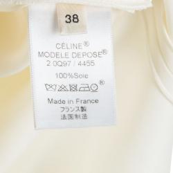 Celine Cream Silk Drape Detail Sleeveless Top M