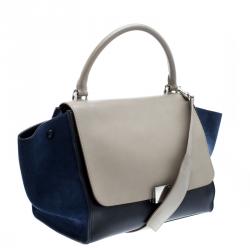 Pre Owned Celine Tricolor Leather and Suede Medium Trapeze Tote