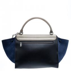 Pre Owned Celine Tricolor Leather and Suede Medium Trapeze Tote