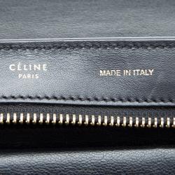 Pre Owned Celine Black/Green Leather and Suede Small Trapeze Tote