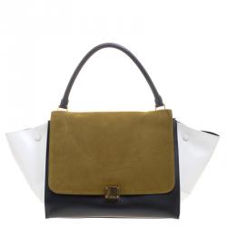 Pre Owned Celine Tri Color Leather and Suede Large Trapeze Tote