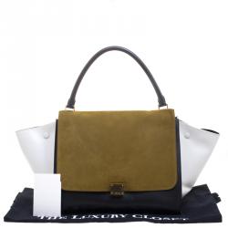 Pre Owned Celine Tri Color Leather and Suede Large Trapeze Tote