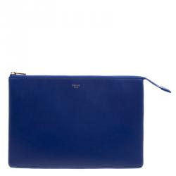 Celine Indigo/Beige Leather Duo Cosmetic Pouch