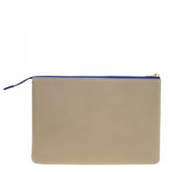 Celine Indigo/Beige Leather Duo Cosmetic Pouch