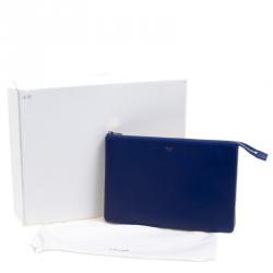 Celine Indigo/Beige Leather Duo Cosmetic Pouch