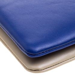 Celine Indigo/Beige Leather Duo Cosmetic Pouch