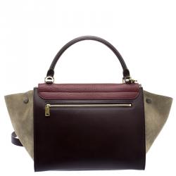 Pre Owned Celine Tri Color Leather and Suede Medium Trapeze Bag