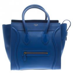 Pre Owned حقيبة سيلين ميني لاغيدج جلد أزرق