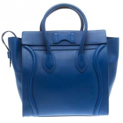 Pre Owned حقيبة سيلين ميني لاغيدج جلد أزرق