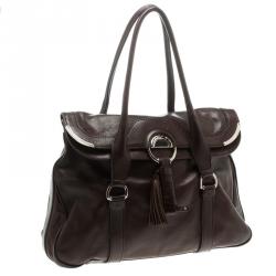 مملوكة مسبقًا Céline Brown Leather Tassel Satchel