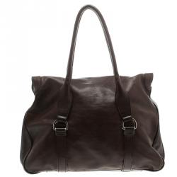 مملوكة مسبقًا Céline Brown Leather Tassel Satchel