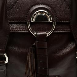 مملوكة مسبقًا Céline Brown Leather Tassel Satchel