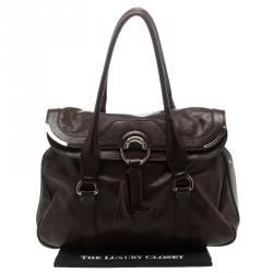 مملوكة مسبقًا Céline Brown Leather Tassel Satchel