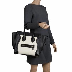 Pre Owned حقيبة يد سيلين لاغدغ ميني جلد بيضاء/ سوداء