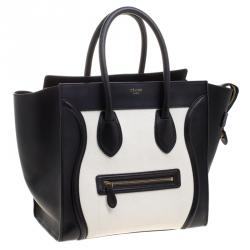 Pre Owned حقيبة يد سيلين لاغدغ ميني جلد بيضاء/ سوداء