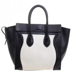 Pre Owned حقيبة يد سيلين لاغدغ ميني جلد بيضاء/ سوداء