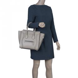 Pre Owned Celine Beige Leather Micro Luggage Tote