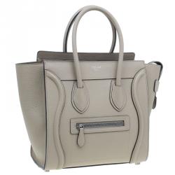 Pre Owned Celine Beige Leather Micro Luggage Tote