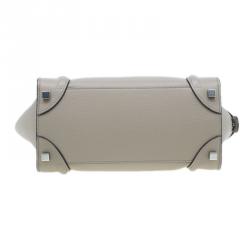 Pre Owned Celine Beige Leather Micro Luggage Tote